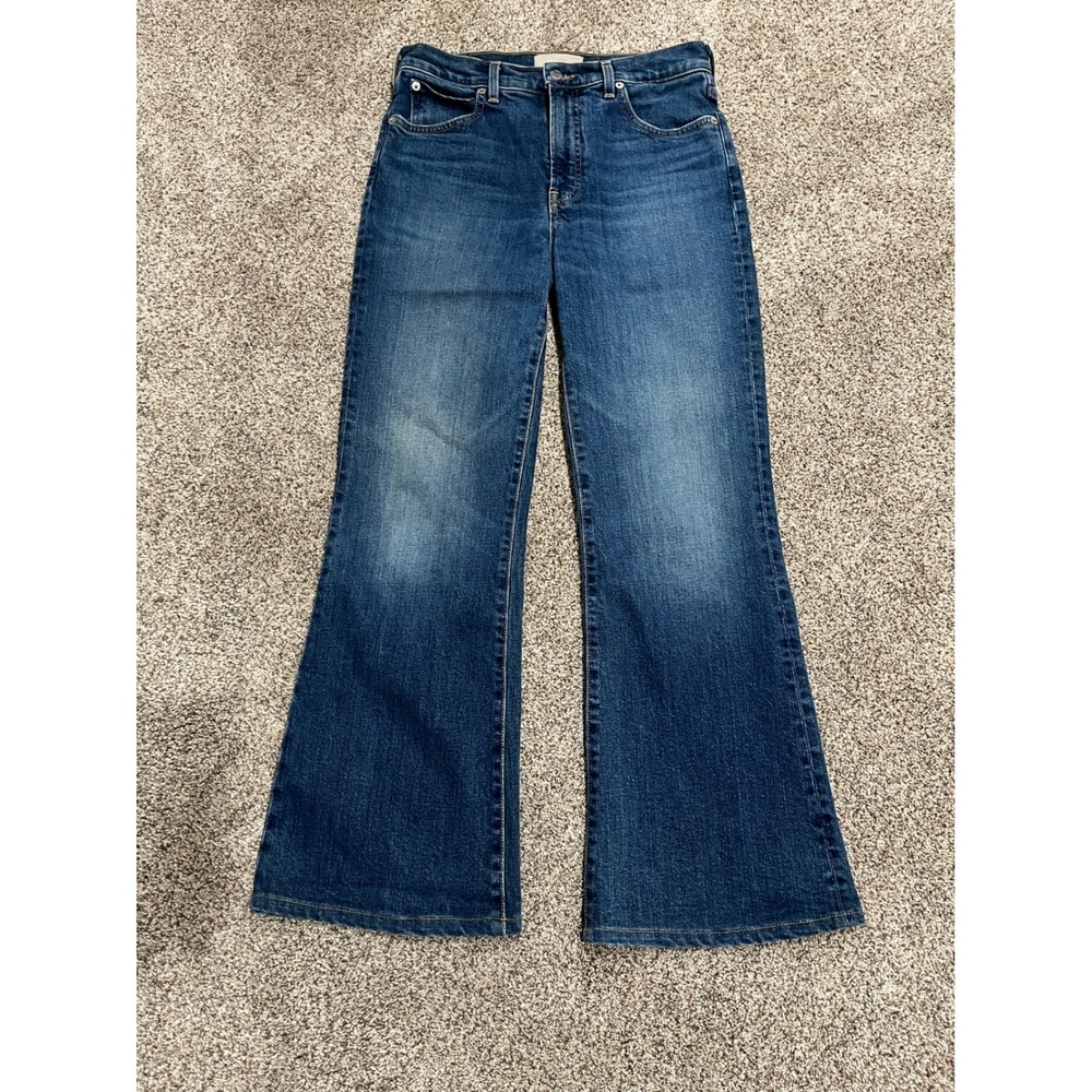Everlane The High Rise Flare Jeans Blue Medium Wash Denim Size 28 Regular
